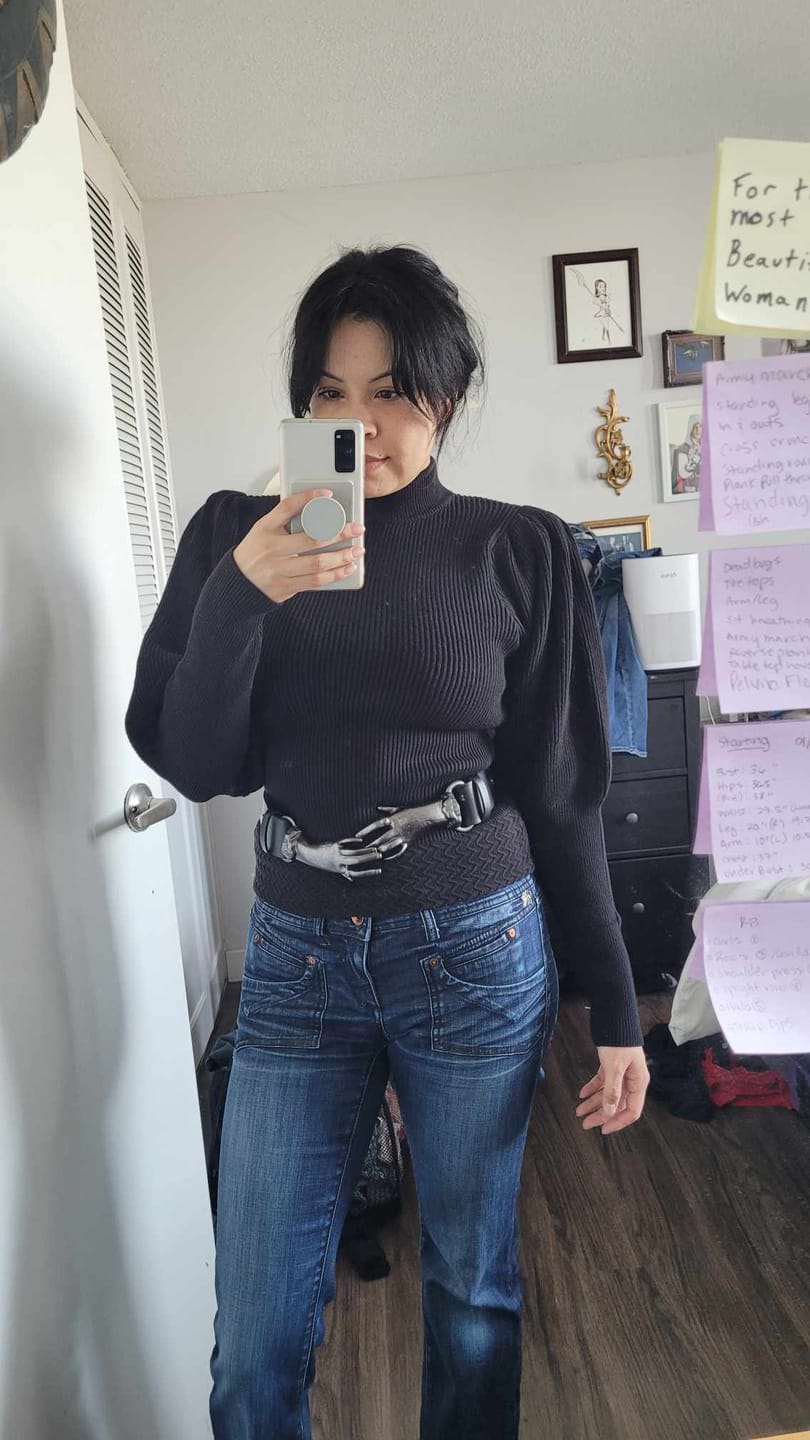 Customer photo review of PRE-ORDER - Victorian Hands Belt in Gunmetal
