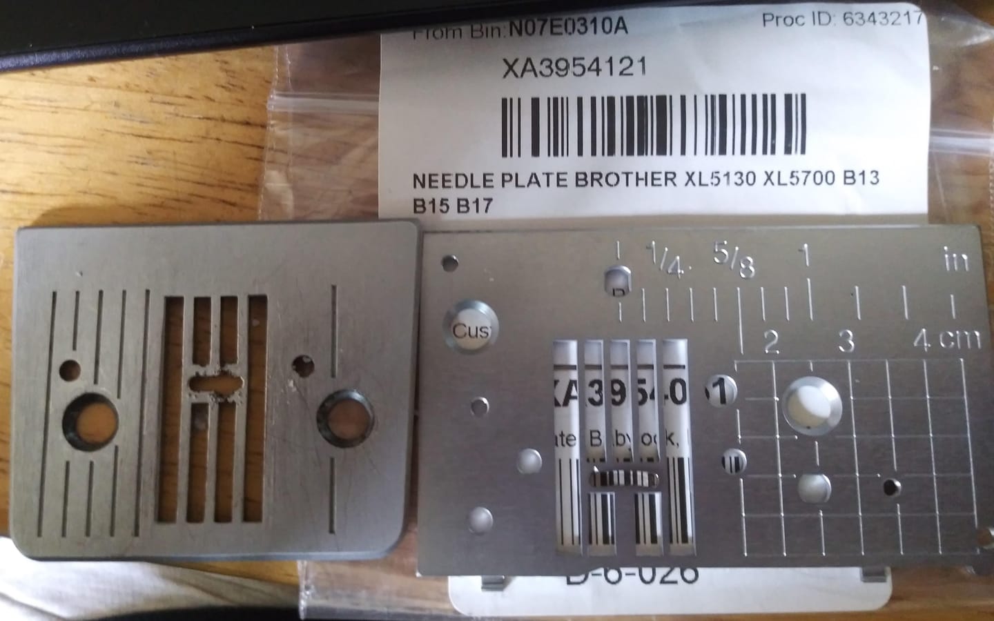 Customer photo review of Needle Plate, Babylock, Brother #XA3954051