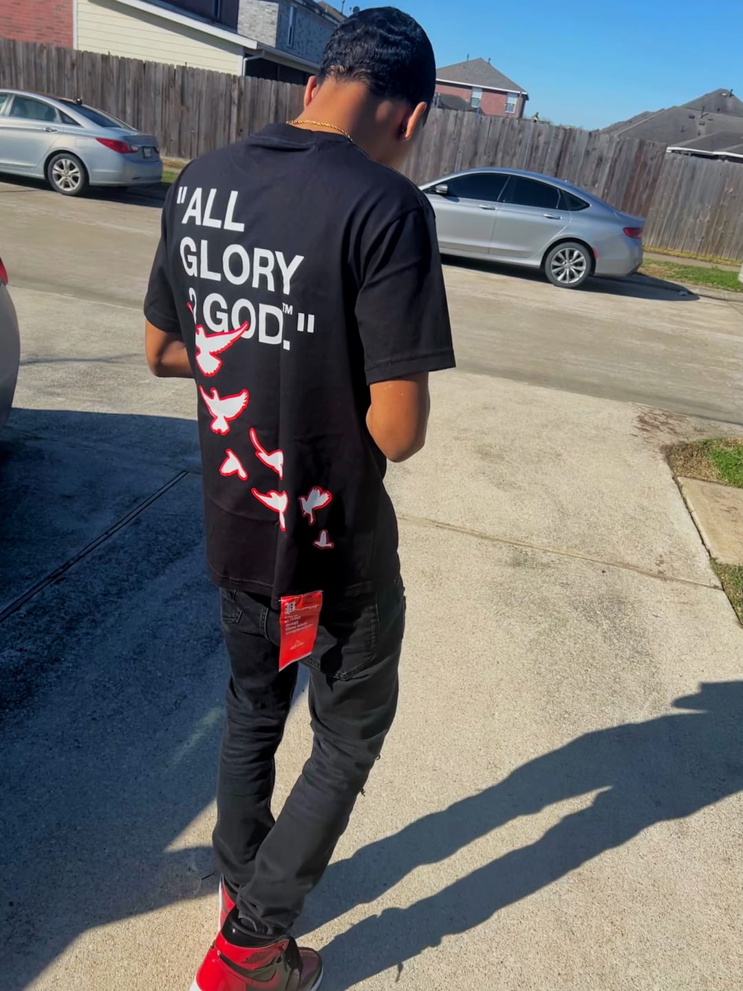 Customer photo review of 'Bred' "Flocka Doves" Tee