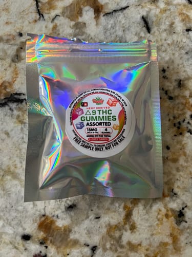 Customer photo review of Free THC Gummy Sample | 4-Pack Assorted Vegan THC Gummy Sample + FREE SHIPPING