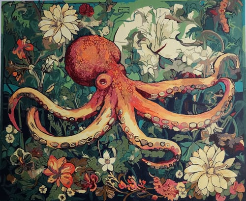 Customer photo review of Flowery Depths - Paint by Numbers