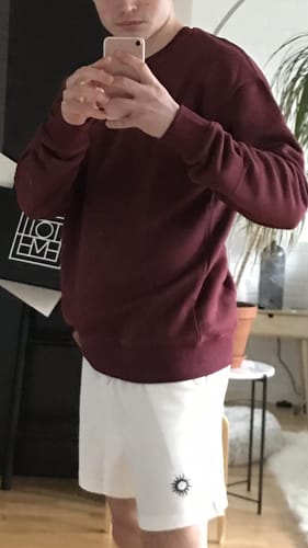 Customer photo review of Sol Gym Cotton Long Sleeve Sweater, Maroon