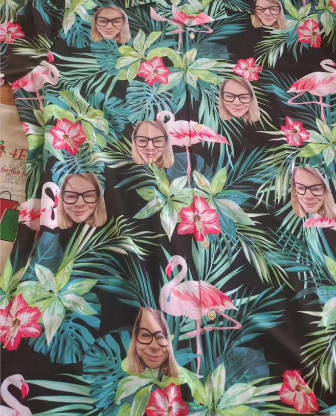 Customer photo review of Custom Face All Over Print Hawaiian Shirt