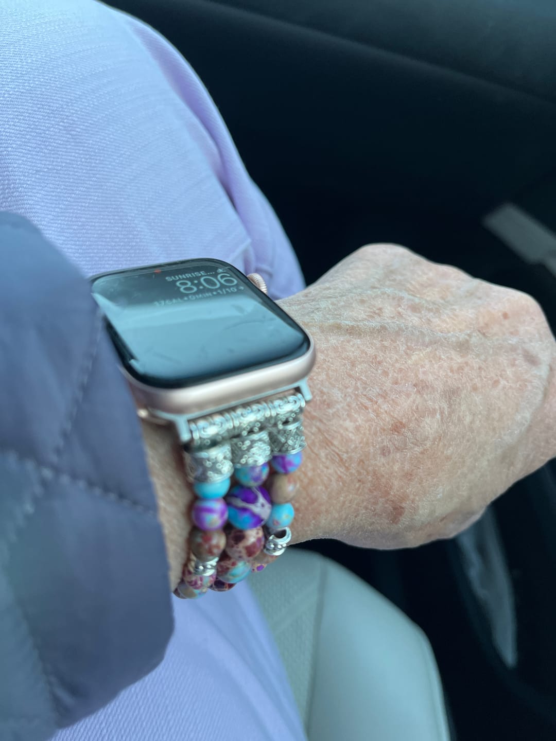 Customer photo review of Intense Jasper Stretch Apple Watch Strap