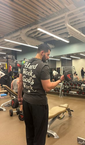 Customer photo review of 'HARD WORK & GOD'S WORK' TEE - VINTAGE BLACK