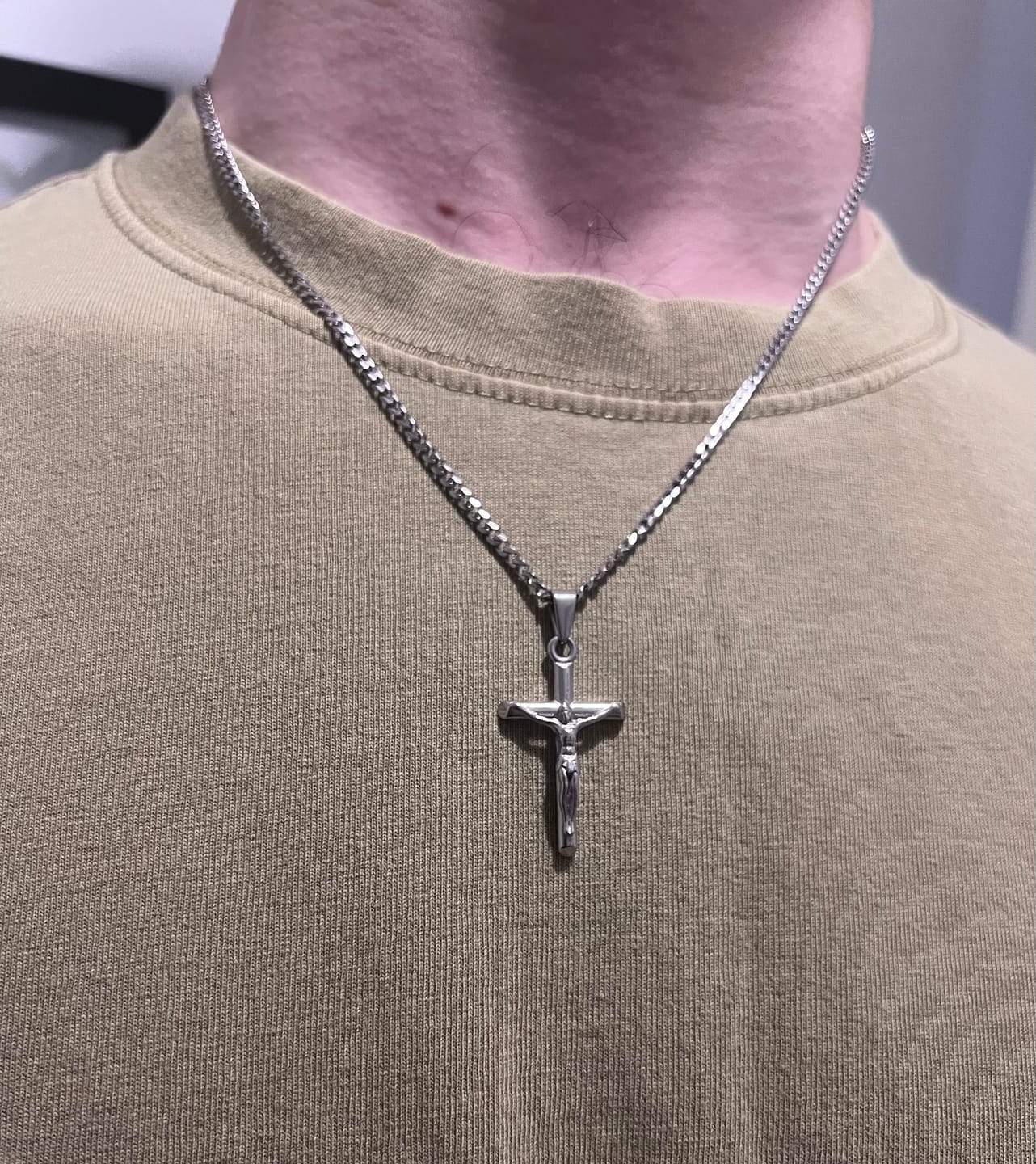 Customer photo review of Cross Pendant - Silver