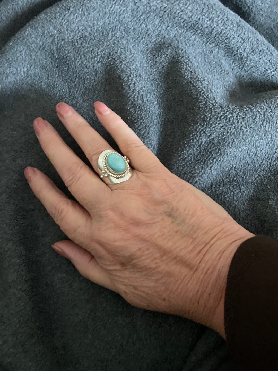 Customer photo review of Larimar Sterling Silver Boho Ring for Women