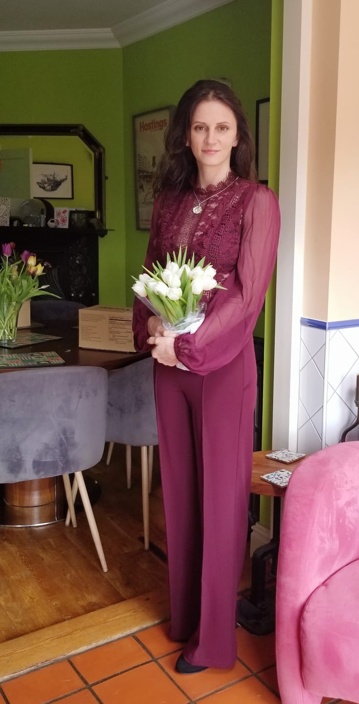 Customer photo review of Nerine Crochet Lace Mesh Jumpsuit - Red