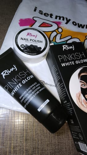 Customer photo review of Pinkish White Glow Charcoal Black Peel Off Mask 100ml