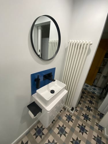 Customer photo review of RAK Moon Wall Mounted Black Basin Mixer Tap with Back Plate