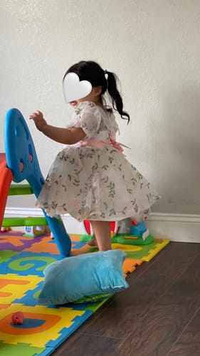 Customer photo review of Toddler Girl Birthday Party Dress White Puffy Sleeves Flower Girl Dress Princess Dress