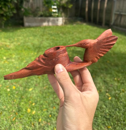 Customer photo review of Handcarved Shipibo Prayer Pipes