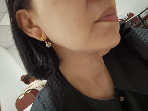 Customer photo review of Lunar Flower Hoop Earrings