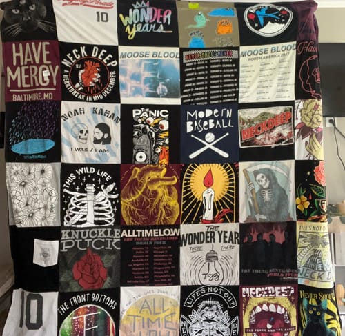 T-shirt quilt with music, punk rock themes by Brittany from SC