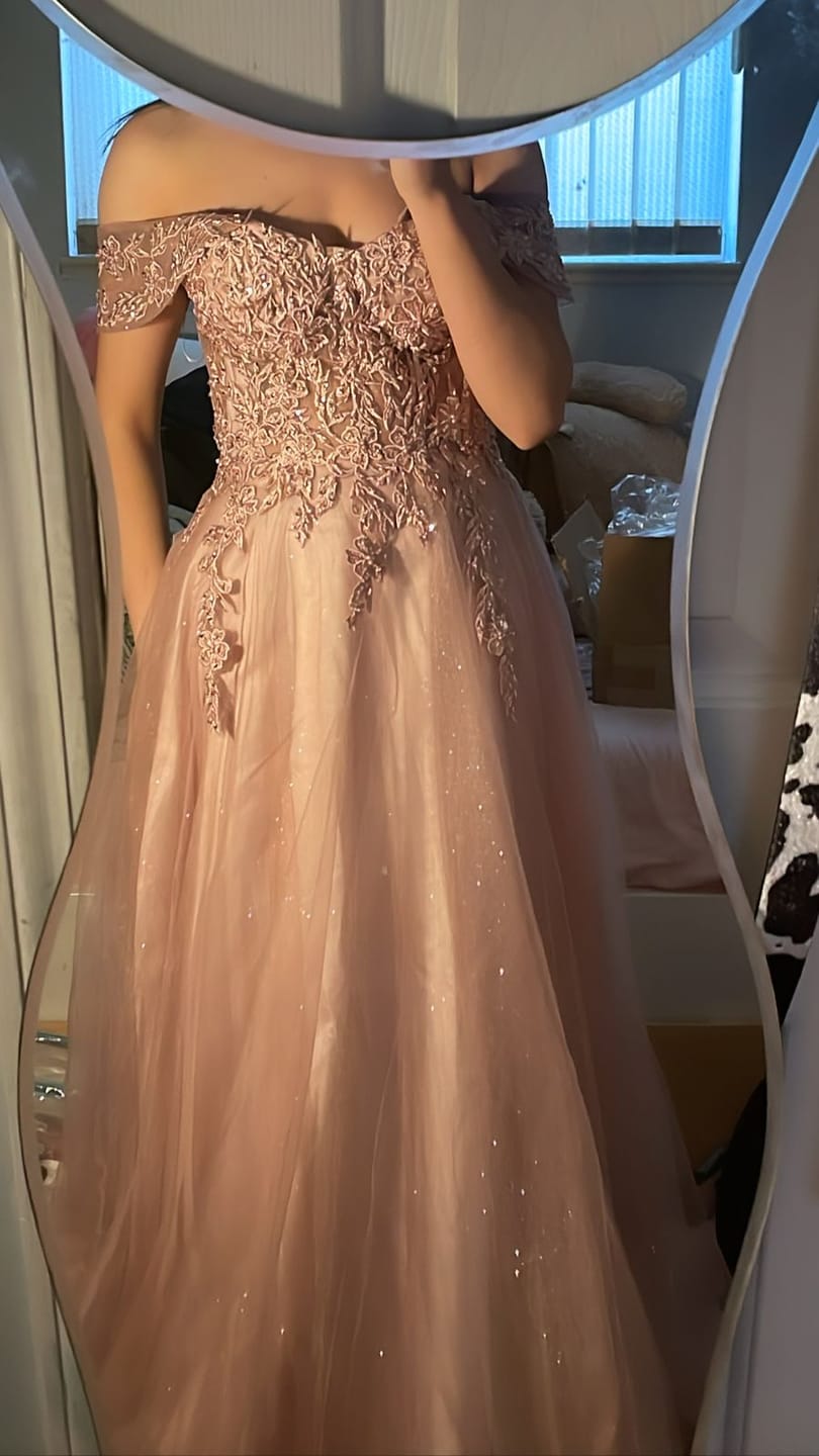 Customer photo review of CINDERELLA DIVINE CD961 Lace Off-Shoulder Corset Gown