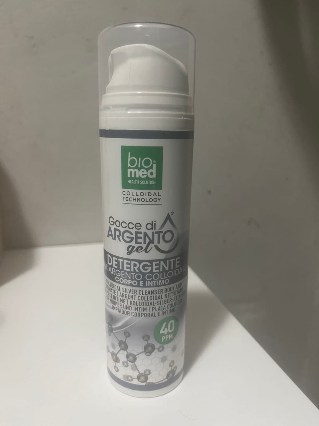 Customer photo review of ARGENTO COLLOIDALE PURO - GEL DETERGENTE CORPO E INTIMO BIOMED - 200 ml. - 40 ppm