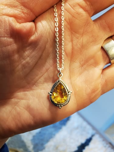Customer photo review of Teardrop Citrine Crystal Necklace