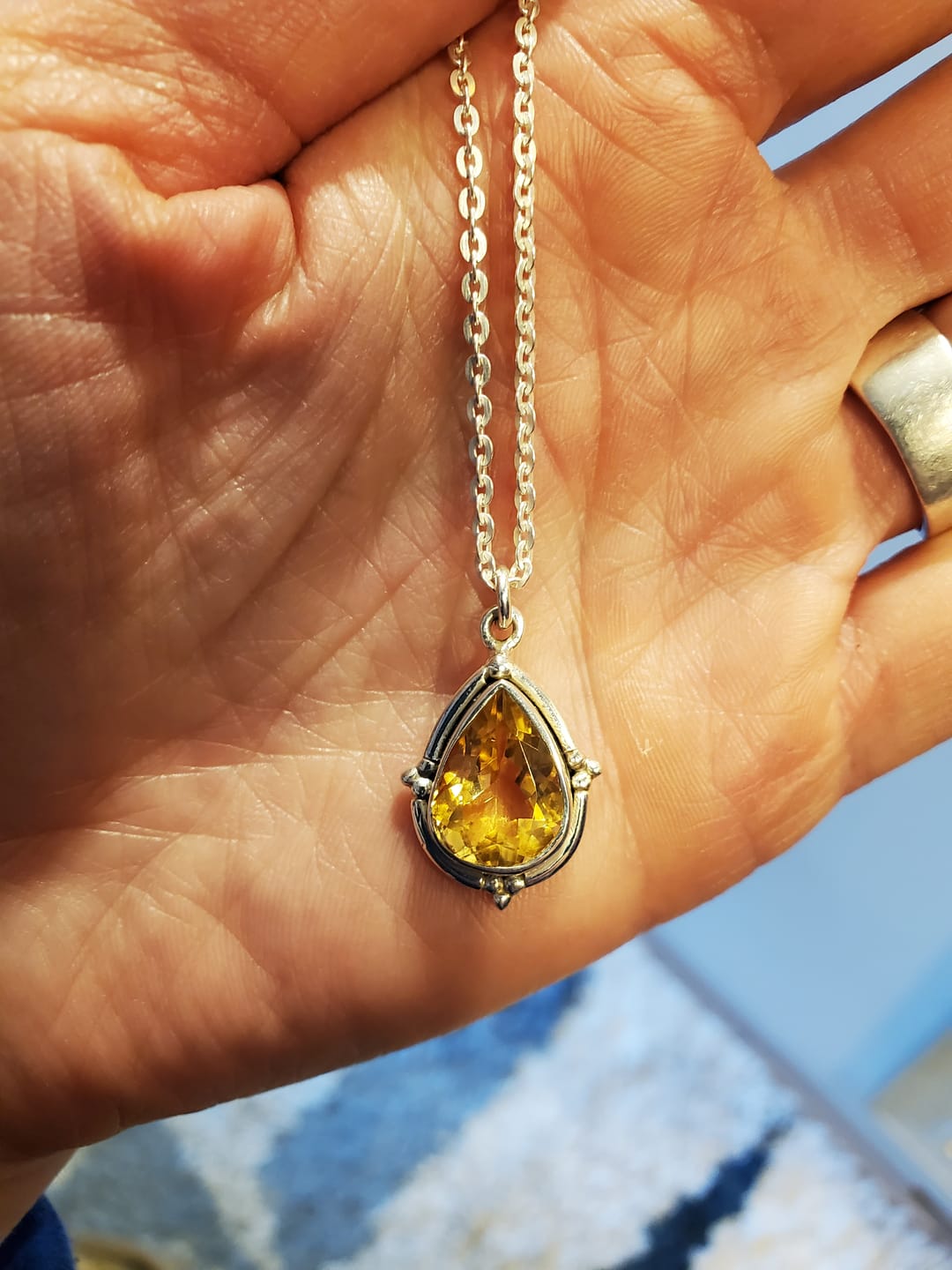 Customer photo review of Teardrop Citrine Crystal Necklace