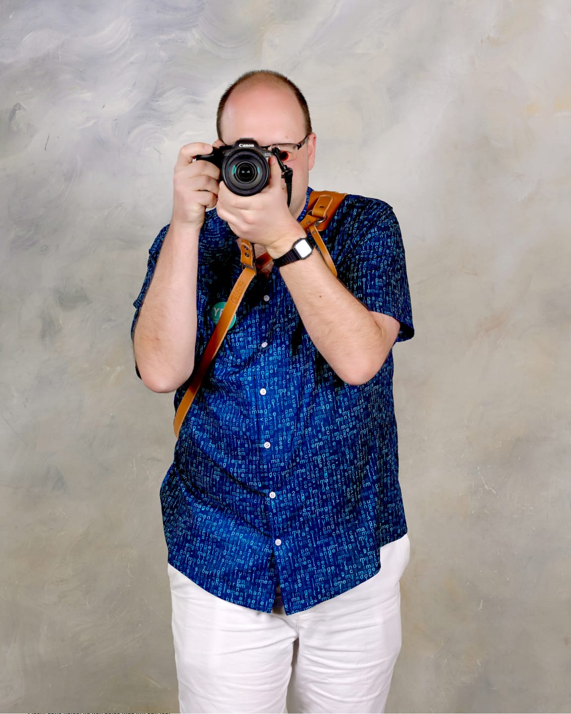 Customer photo review of Javascript Computer Code Blue Button Up Shirt
