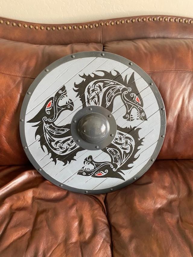 Customer photo review of Fenrir Grey Wolf Authentic Battle worn Viking Shield by Scott Handicrafts