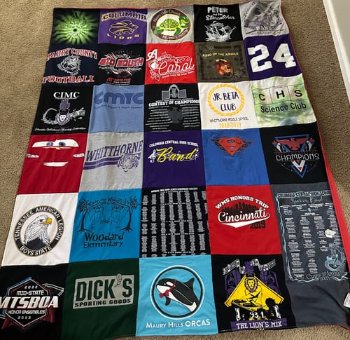 T-shirt quilt featuring maury hills orcas by Janell from TN