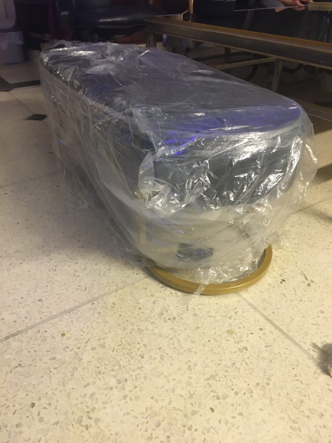 Customer photo review of 3 Seater Luxury Wooden Stool With Steel Stand -479