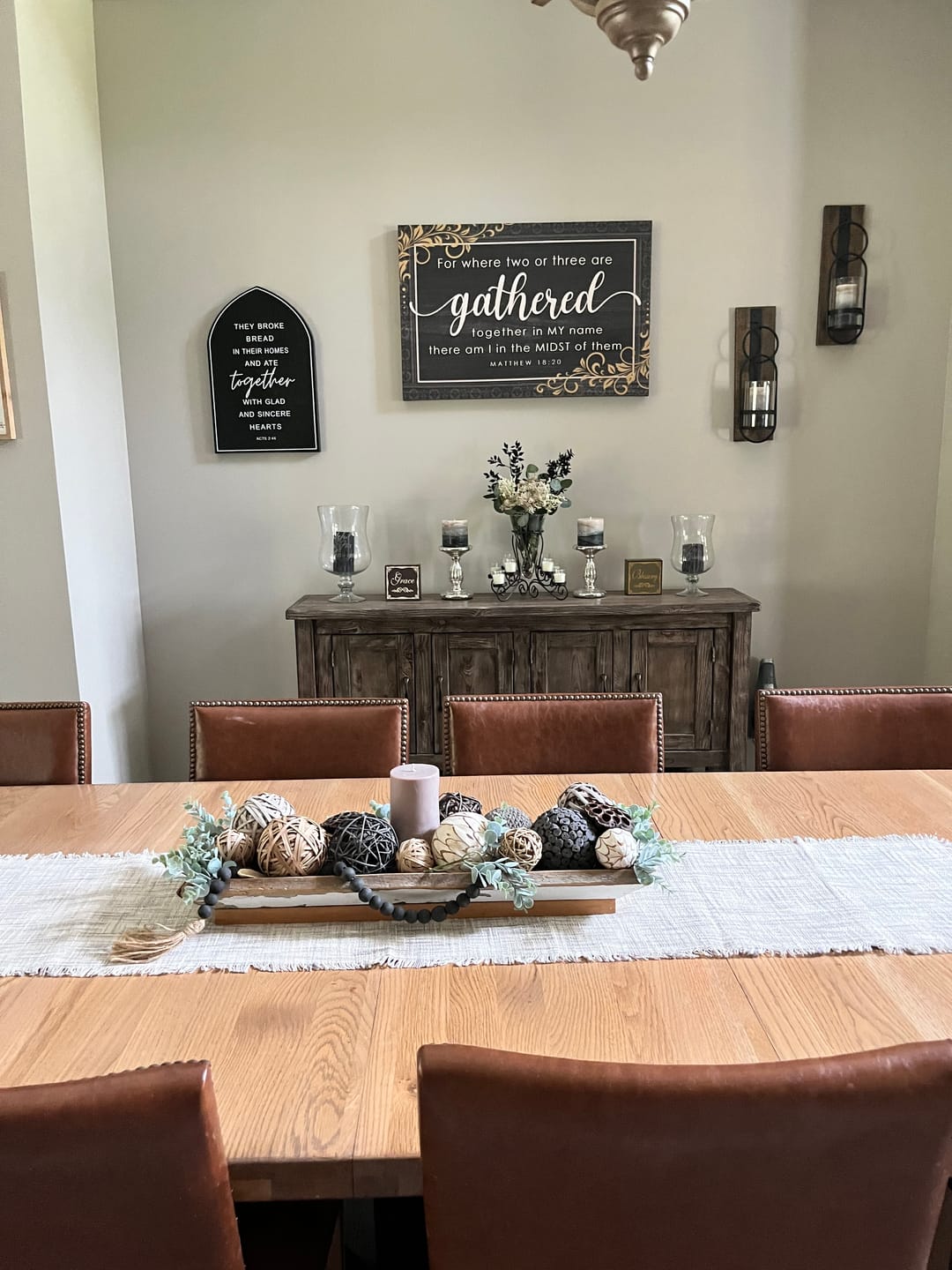 Customer photo review of Where two or three are gathered together in my name Matthew 18:20 wall art canvas