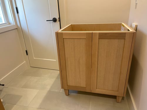 Customer photo review of Bridgeport 30" White Oak Bathroom Vanity w/ Doors
