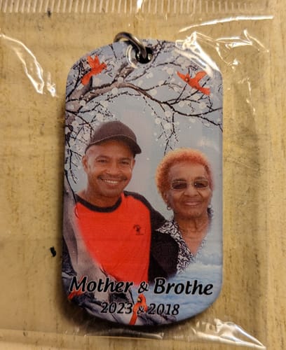 Customer photo review of Personalized Memorial Gift I'm Always With You Cardinal Custom Photo Keychain
