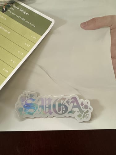 Customer photo review of BTS Suga Amygdala Sticker