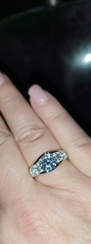 Customer photo review of Bezel Round Moissanite Channel Euro Shank Engagement Ring