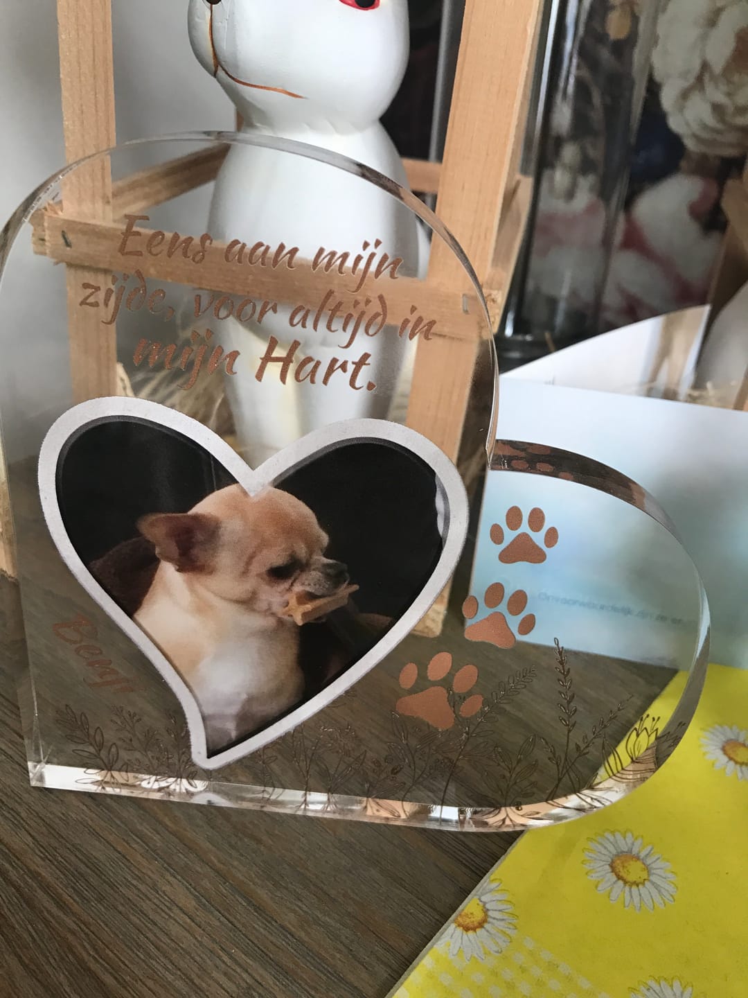 Customer photo review of Eens aan mijn zijde - Gepersonaliseerd glazen hart
