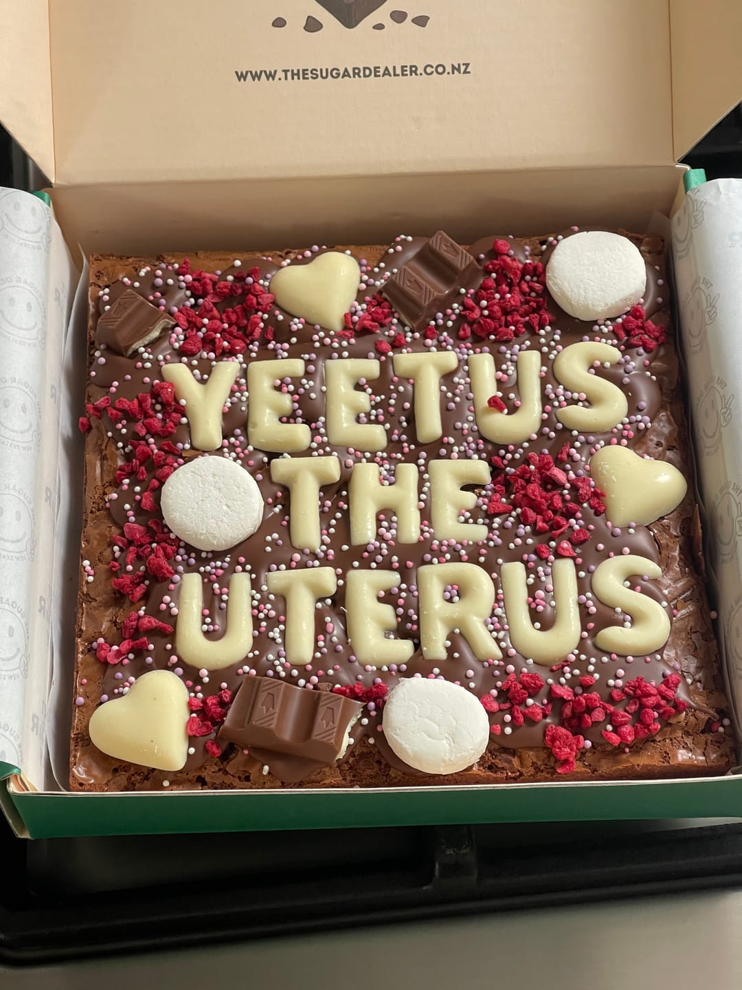 Customer photo review of Gluten free custom message brownie