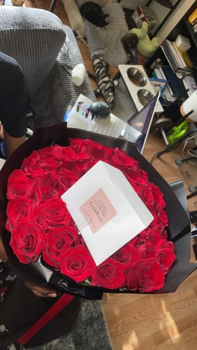 Customer photo review of White & Red Bouquet