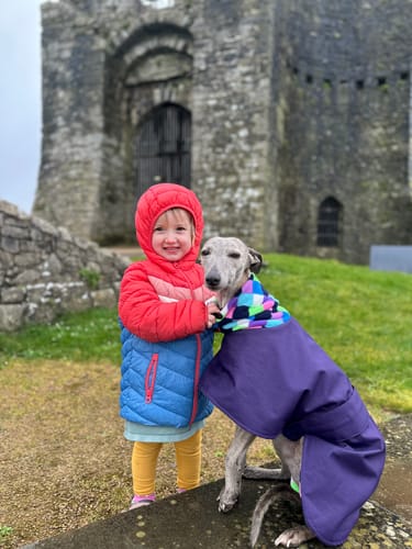 Customer photo review of Whippet High-Collar Raincoat Fleece Lined - Custom Fit (Harness Hole optional)