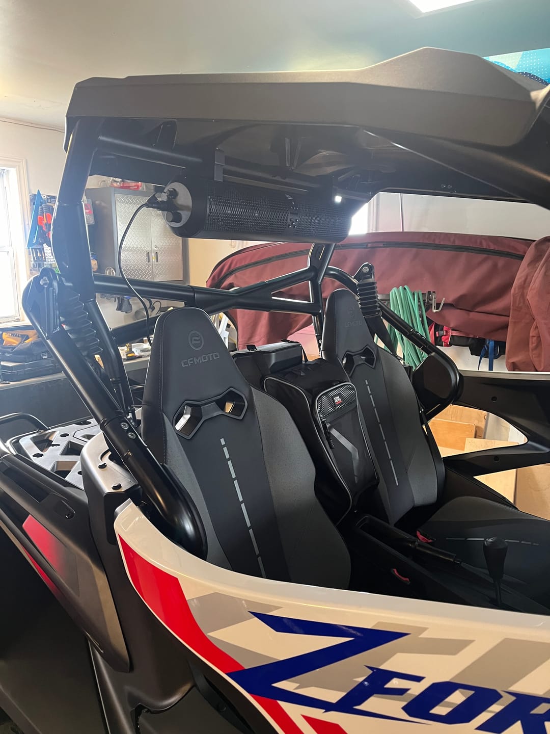 Customer photo review of 6 Speaker UTV Bluetooth Sound Bar, 28 Inches Wide, IPX5 Waterproof, Adapt to 1.56"-2.25" Roll Bar