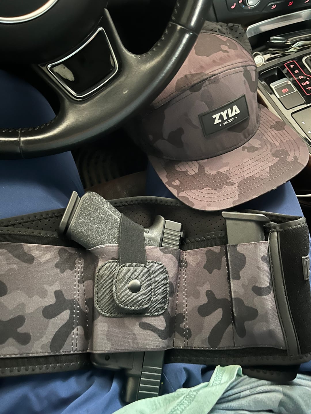 Customer photo review of BravoBelt Laser Fit Edition - Belly Band Holster for Concealed Carry | Compatible with Red Dot, Lasers & Tactical TLR Light Systems -Unisex (Camo)