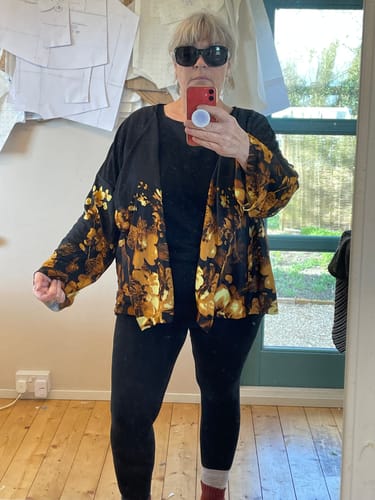 Customer photo review of 3 Metres Floral Soft Poly-Jersey 55" Wide Digital Flower - Dark Yellow