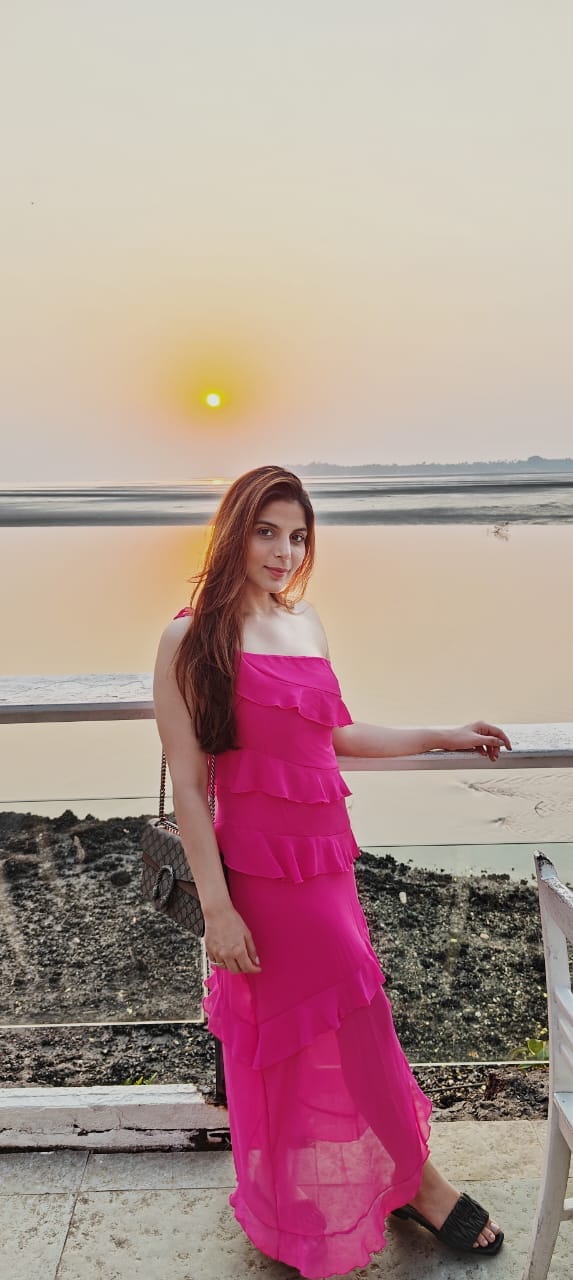 Customer photo review of Atlee Ruffled Maxi Dress in Pink