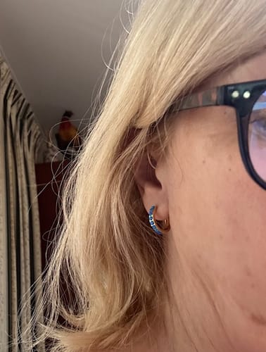 Customer photo review of INDIGO OPAL CRYSTAL MIDI HOOPS