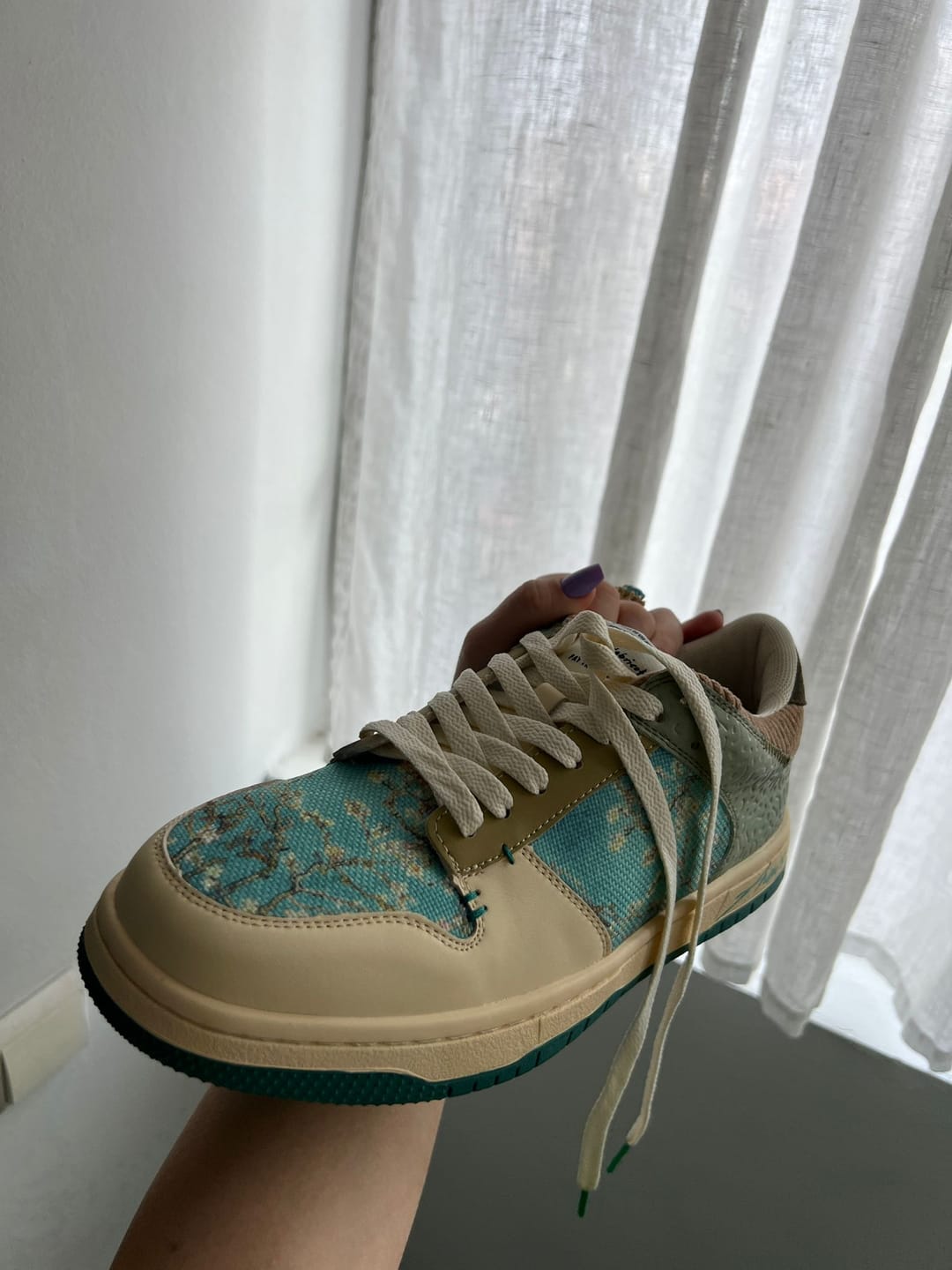 Customer photo review of Van Gogh Almond Blossoms inspired sneakers