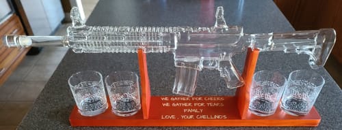 Customer photo review of AR-15 Glass Decanter with Constitution Whiskey Glasses