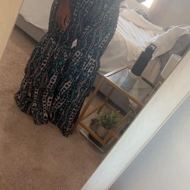 Customer photo review of Kimi Women's African Print Blue Pants