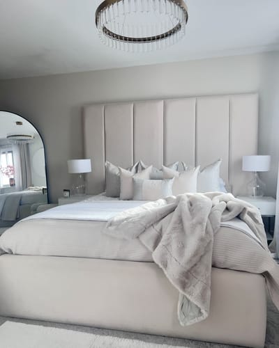 Customer photo review of Zara Wide Extended Panel Headboard Fabric Bed