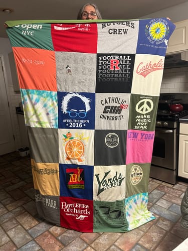 T-shirt quilt from catholic university by Celeste from NJ