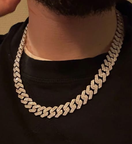 Customer photo review of Moissanite Miami Cuban Link Iced Silver Necklace