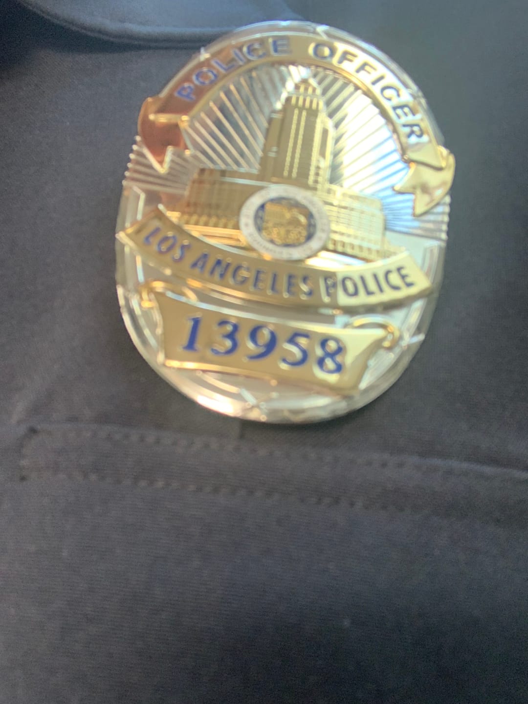 Customer photo review of LAPD Los Angeles Police Officer Badge Replica Movie Props With Number 13958 16520