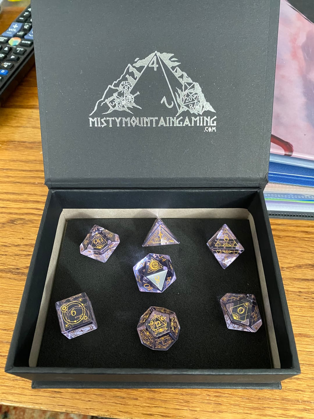 Customer photo review of Fabled Mark Purple Glass Dice Set