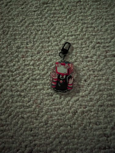 Customer photo review of TV Head Cute Acrylic Keychains