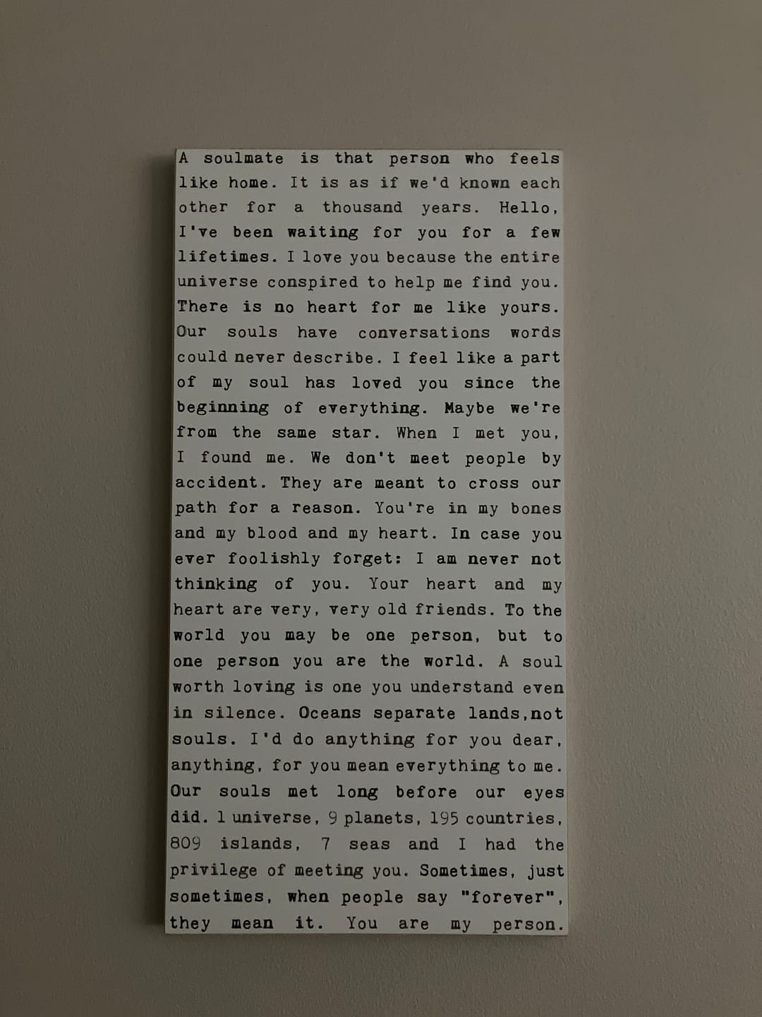 Customer photo review of Soulmate Typewriter Sign